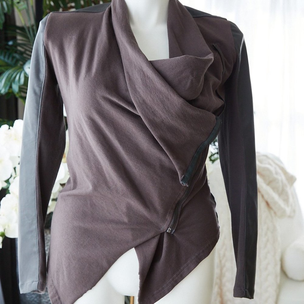 Blank NYC Vegan Leather & Jersey Moto Style Jacket